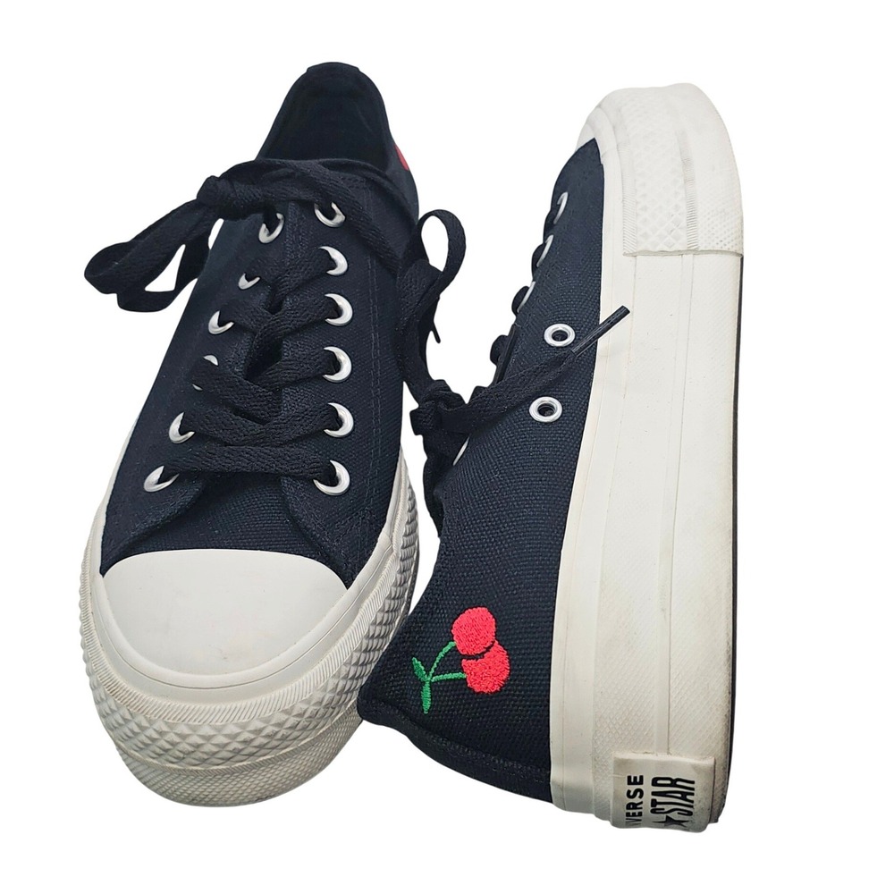 Converse Women's Chuck Taylor All Star Lift‎ Ox Egret/black/red US 7 - Picture 3 of 9